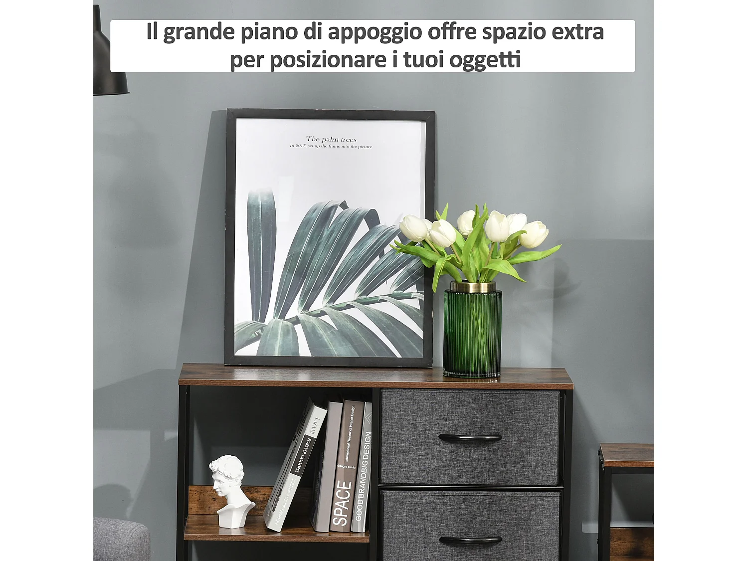 Mobile cassettiera multiuso 3 cassetti in tessuto 80x29x71cm