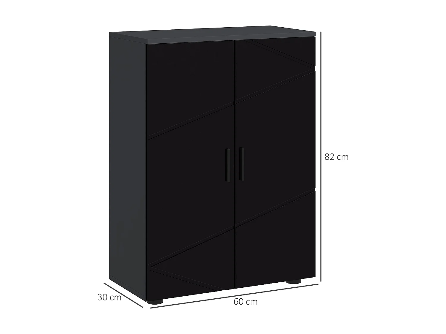 Mobiletto bagno 2 ante con 3 ripiani 60x30x82cm in legno nero