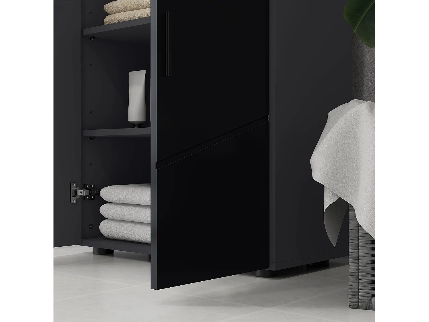 Mobiletto bagno 2 ante con 3 ripiani 60x30x82cm in legno nero