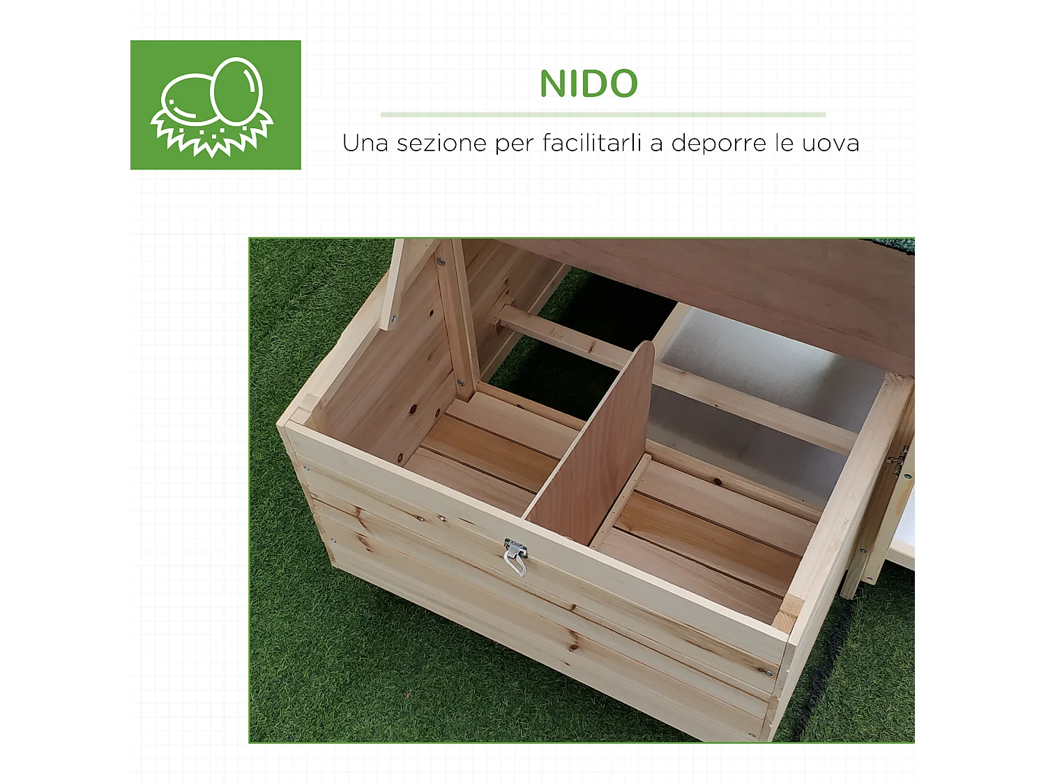 PawHut Pollaio da Giardino in Legno 196x76x97cm Color Legno