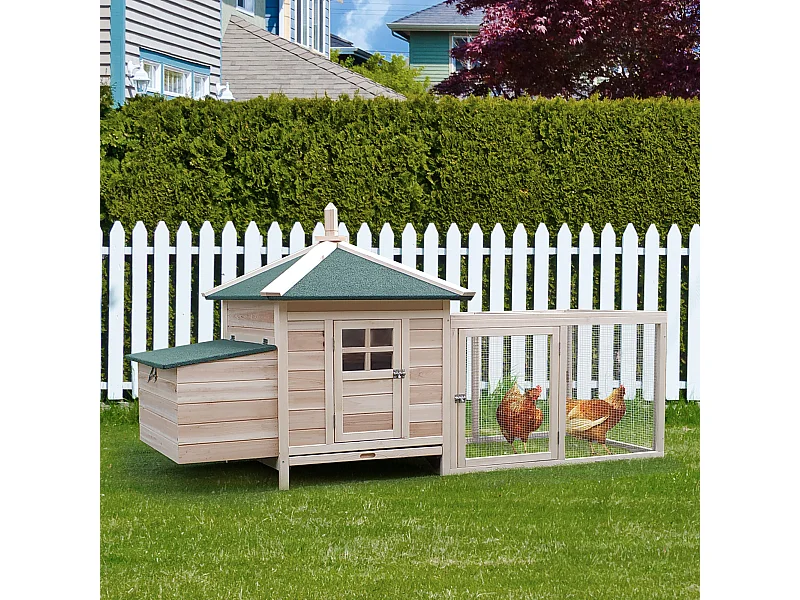 PawHut Pollaio da Giardino in Legno 196x76x97cm Color Legno