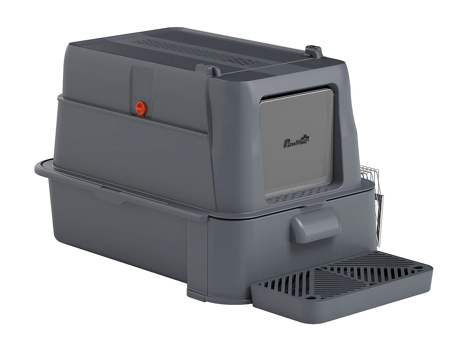 Lettiera per gatti chiusa da 80l con vassoio estraibile grigio scuro