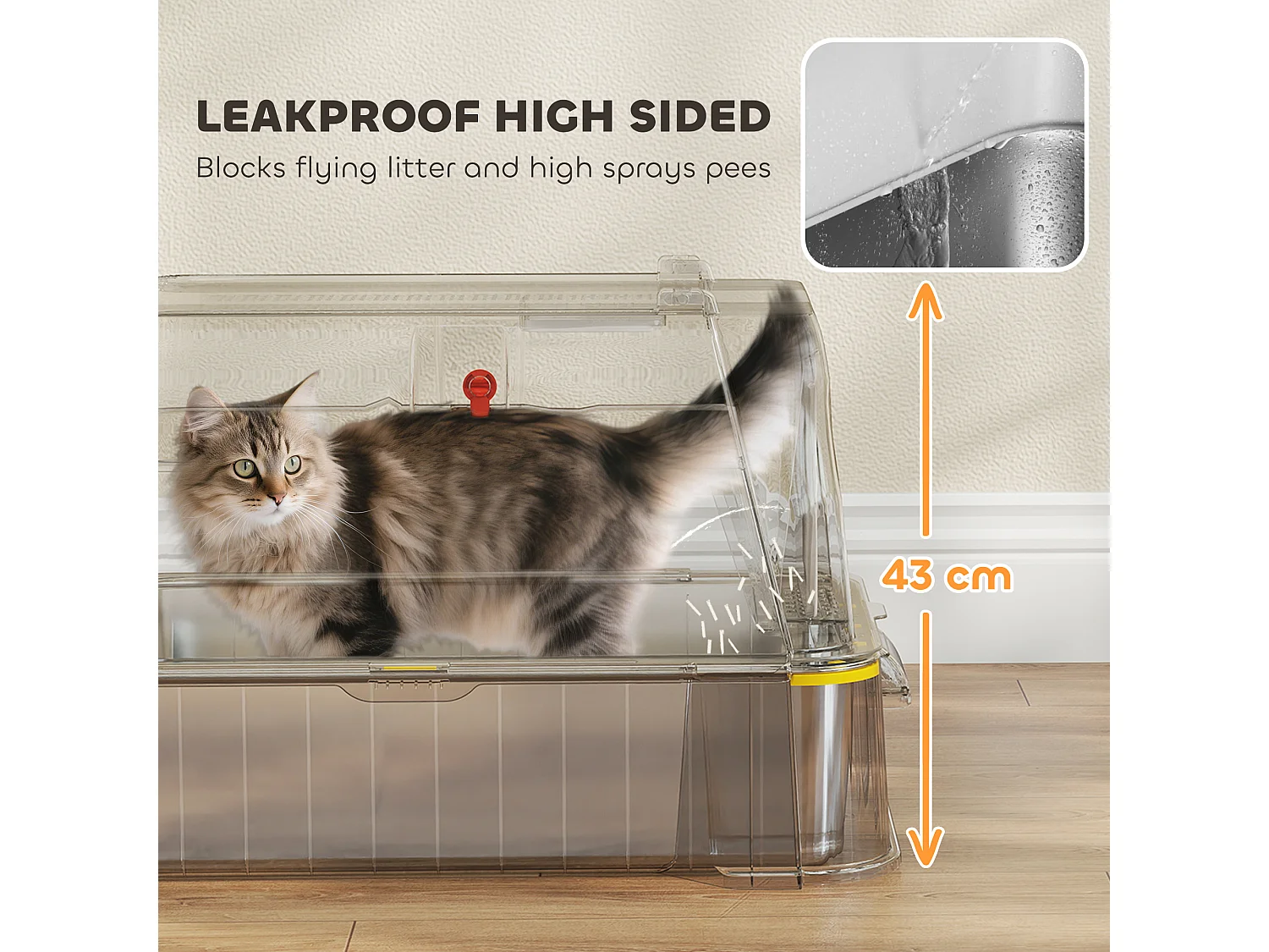 Lettiera per gatti chiusa da 80l con vassoio estraibile grigio scuro