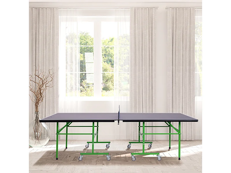 Tavolo da Ping Pong Pieghevole Interno con 8 Ruote