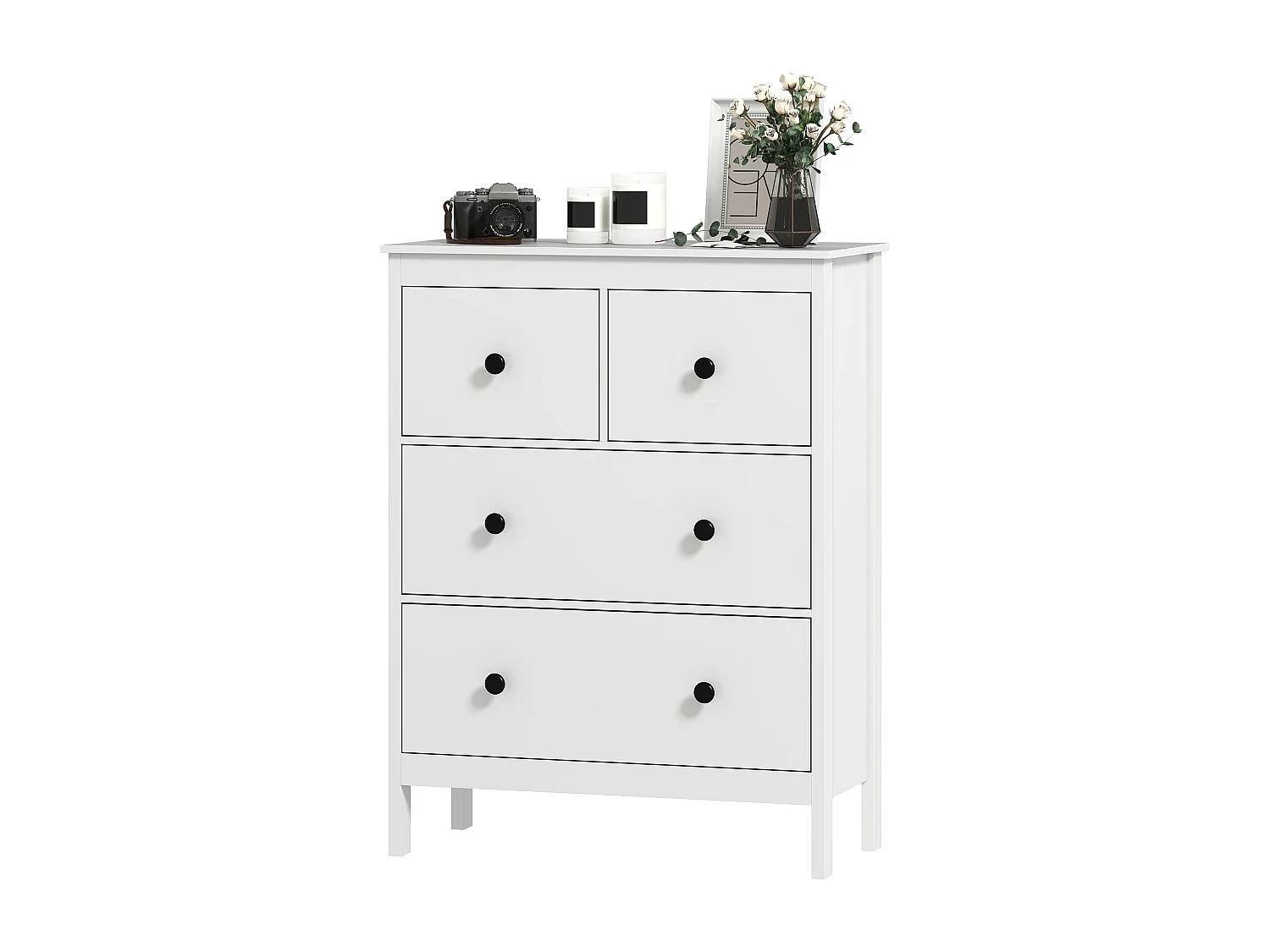 Cassettiera camera da letto 4 cassetti como camera da letto in legno con piedini antiscivolo