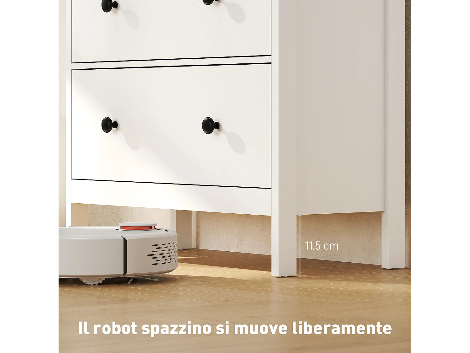 Cassettiera camera da letto 4 cassetti como camera da letto in legno con piedini antiscivolo