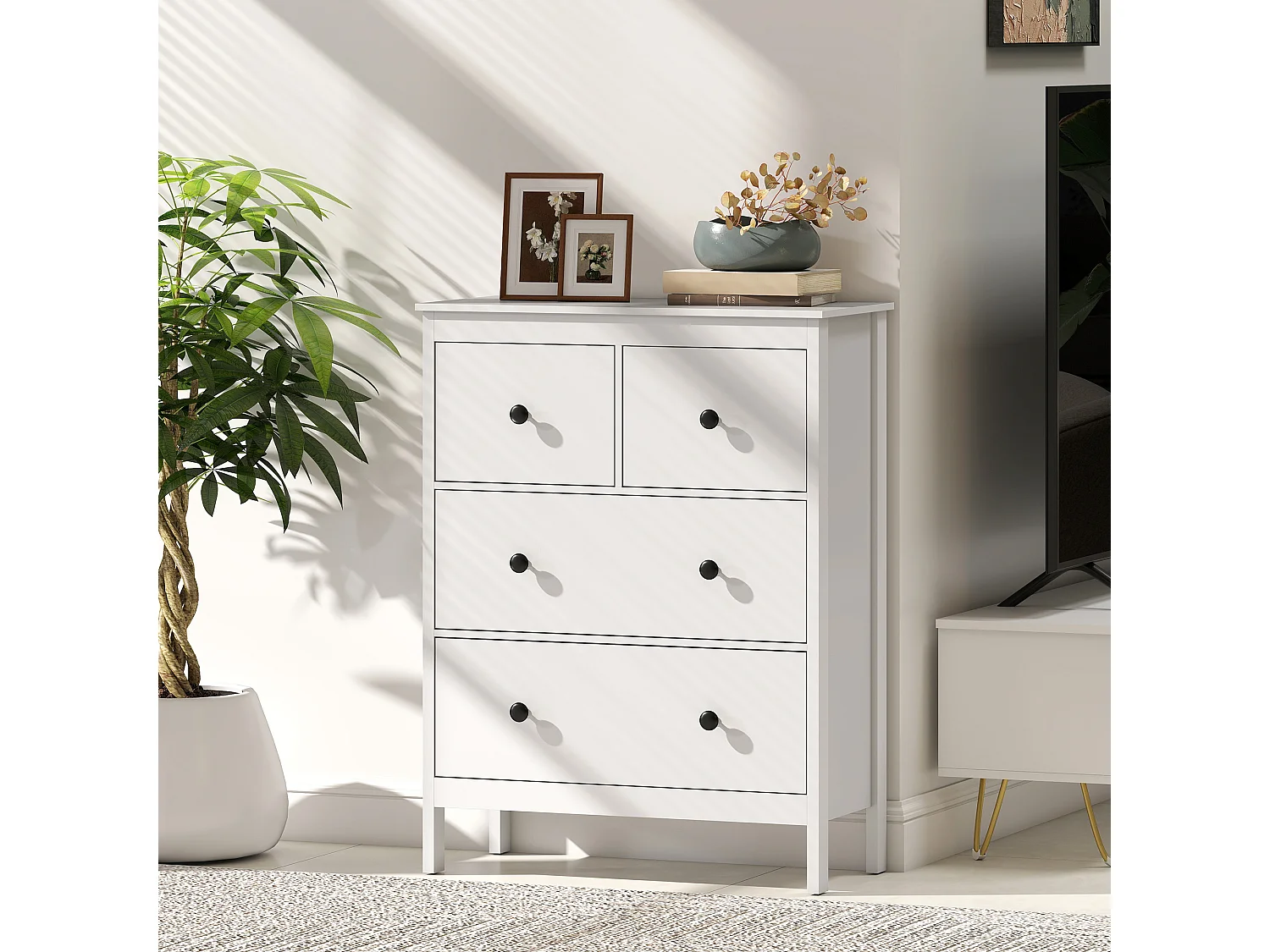 Cassettiera camera da letto 4 cassetti como camera da letto in legno con piedini antiscivolo