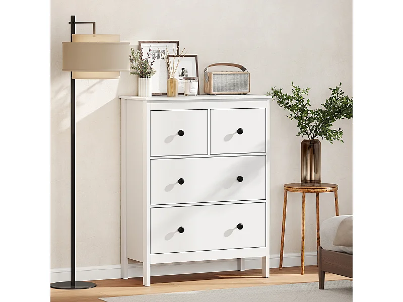 Cassettiera camera da letto 4 cassetti como camera da letto in legno con piedini antiscivolo