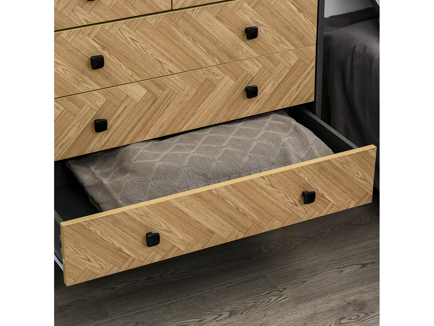 Cassettiera stile vintage industriale con cassetti in legno grigio