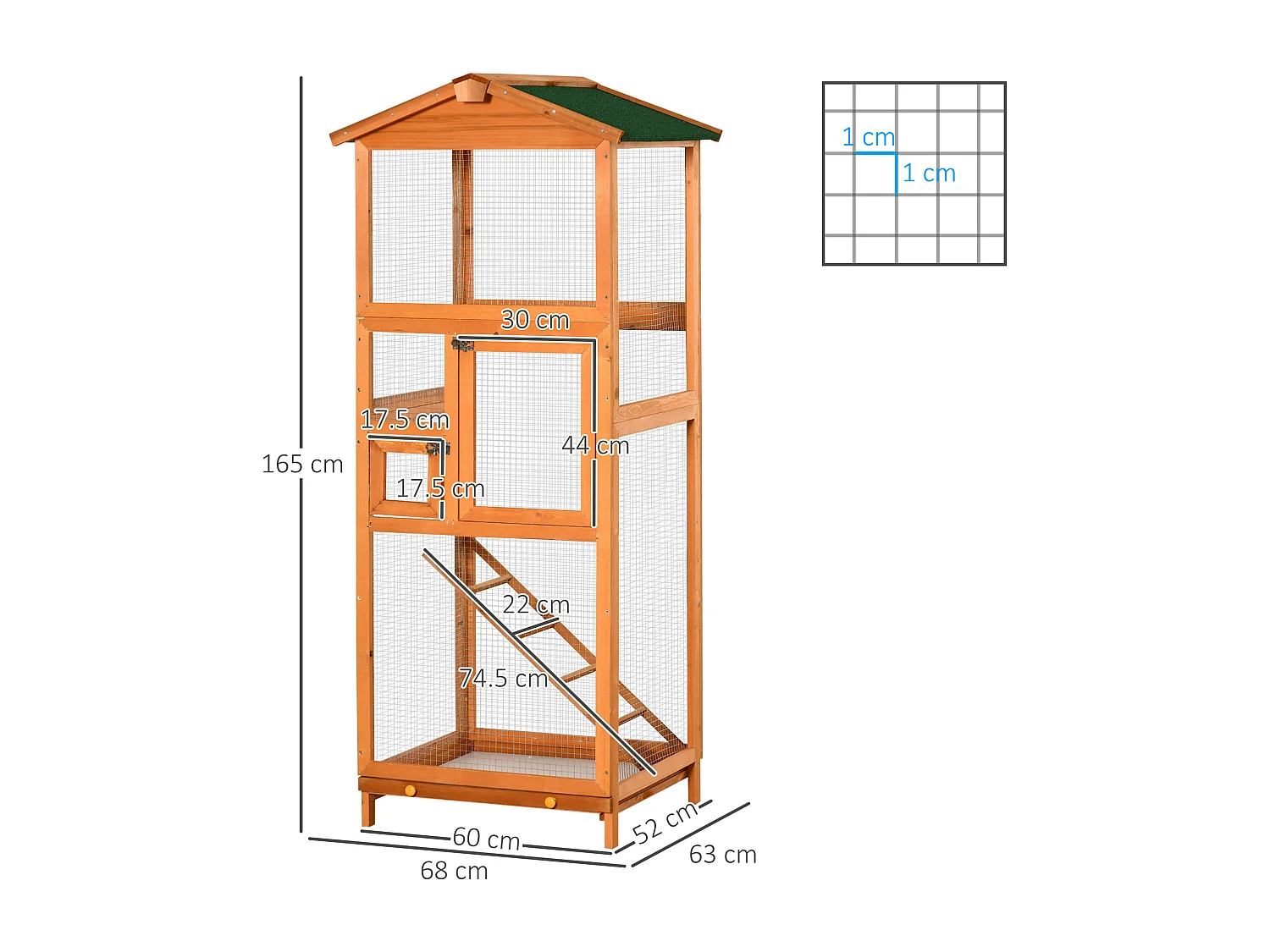 Gabbia per uccelli da esterno alta 165cm con 2 porte e vassoio