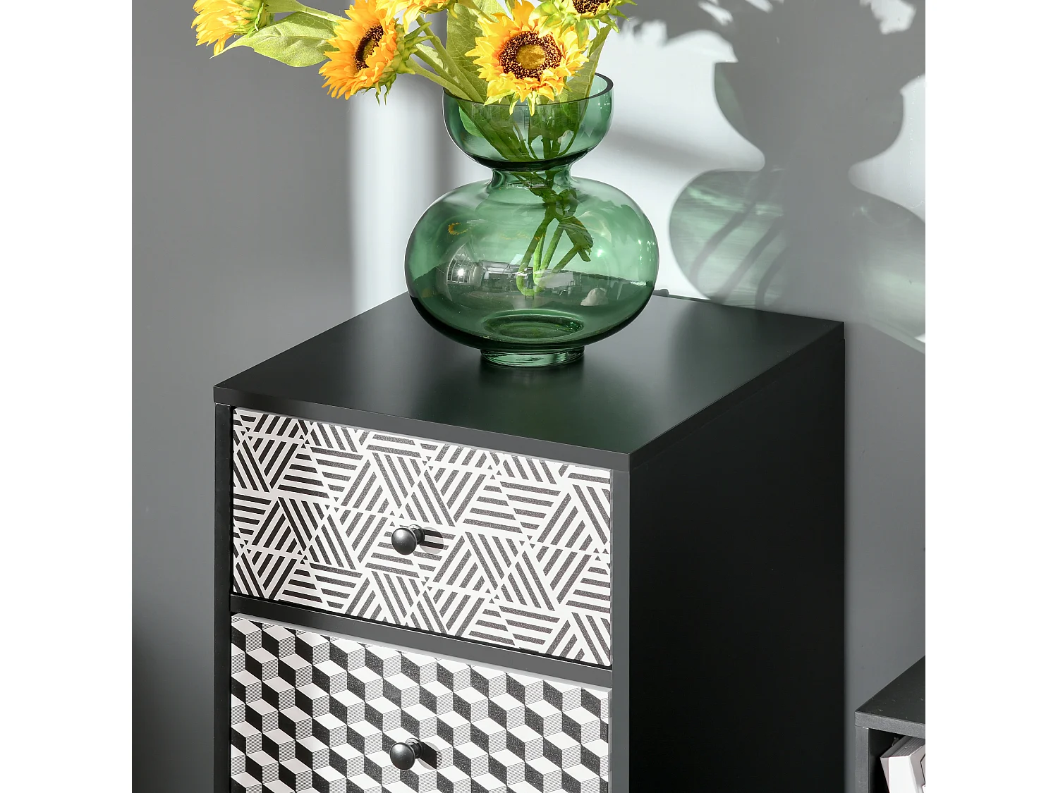 Mobile cassettiera 5 cassetti 39.5x39.5x110cm nero e grigio