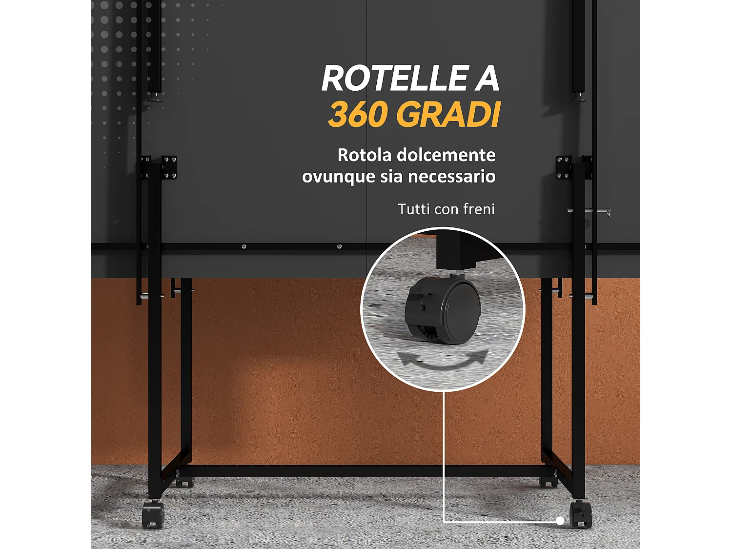 Tavolo da ping pong pieghevole con ruote racchette e rete blu