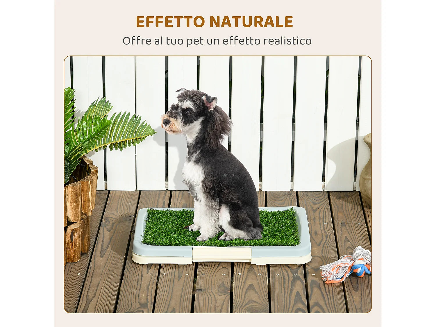 Lettiera per cani 3 strati con prato, griglia e vassoio 46.5x34x5.5 cm