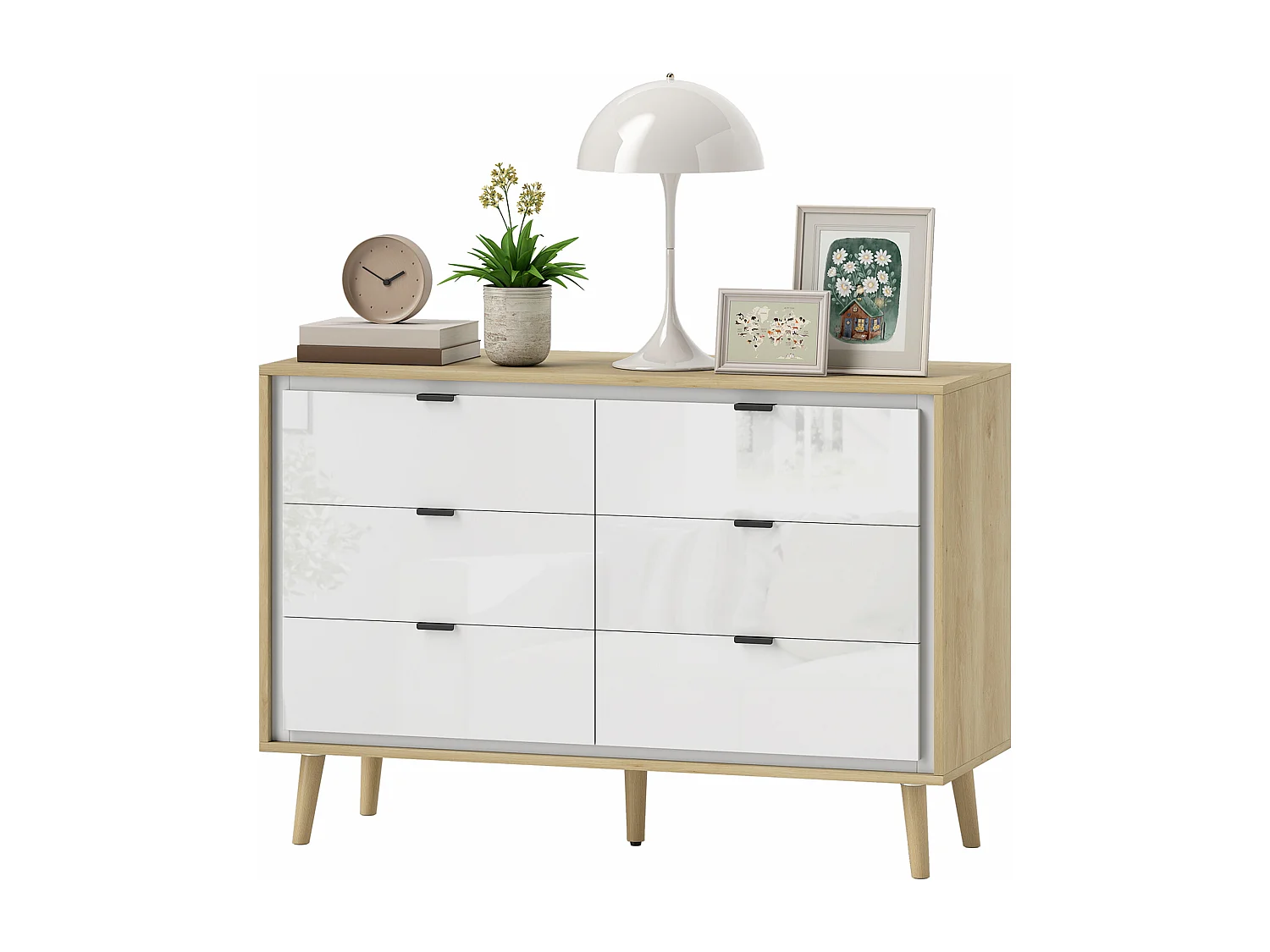 Cassettiera camera da letto 6 cassetti como camera da letto con 5 gambe in legno e maniglia