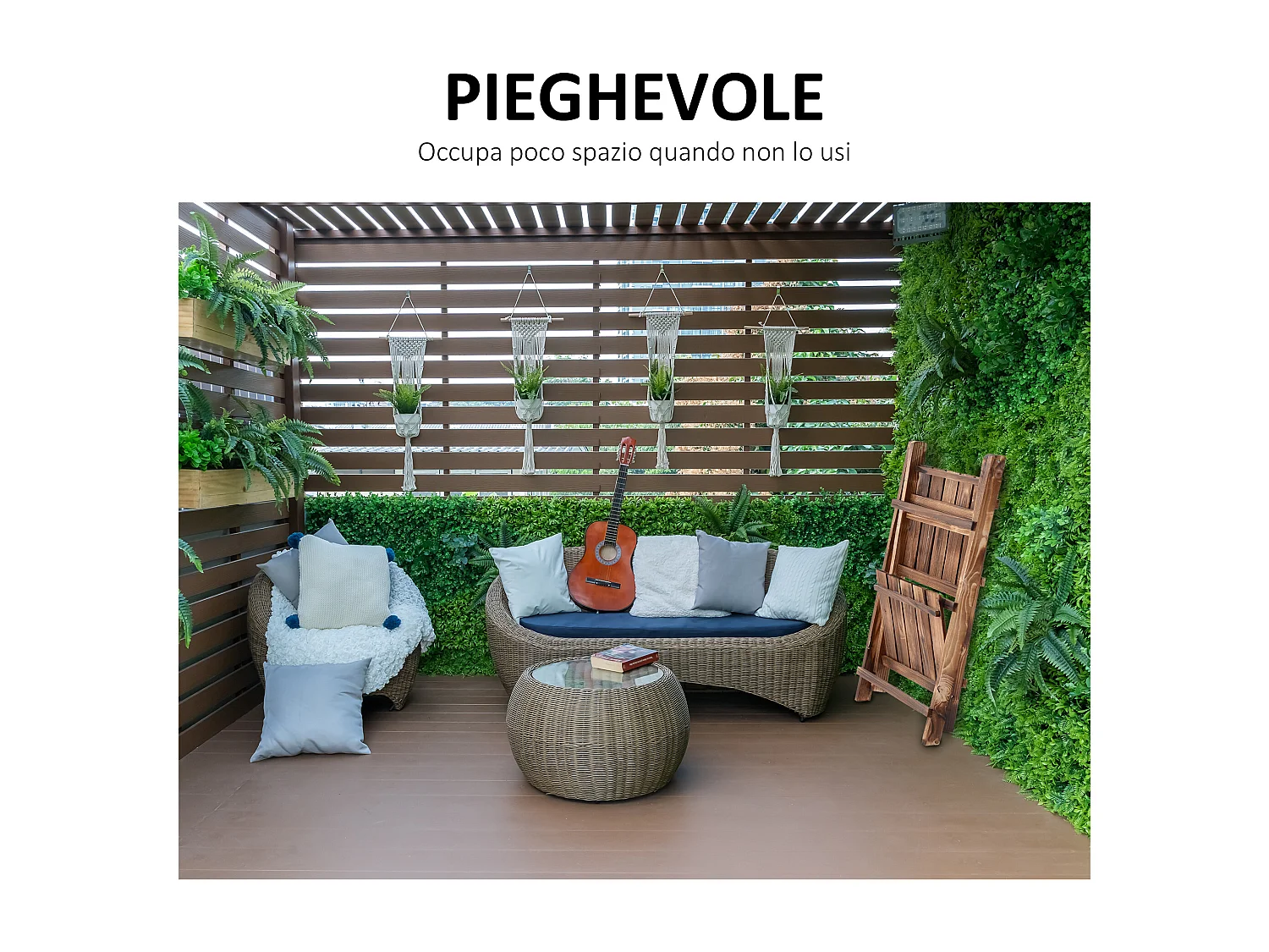 Portapiante pieghevole portavasi in legno di abete 3 livelli