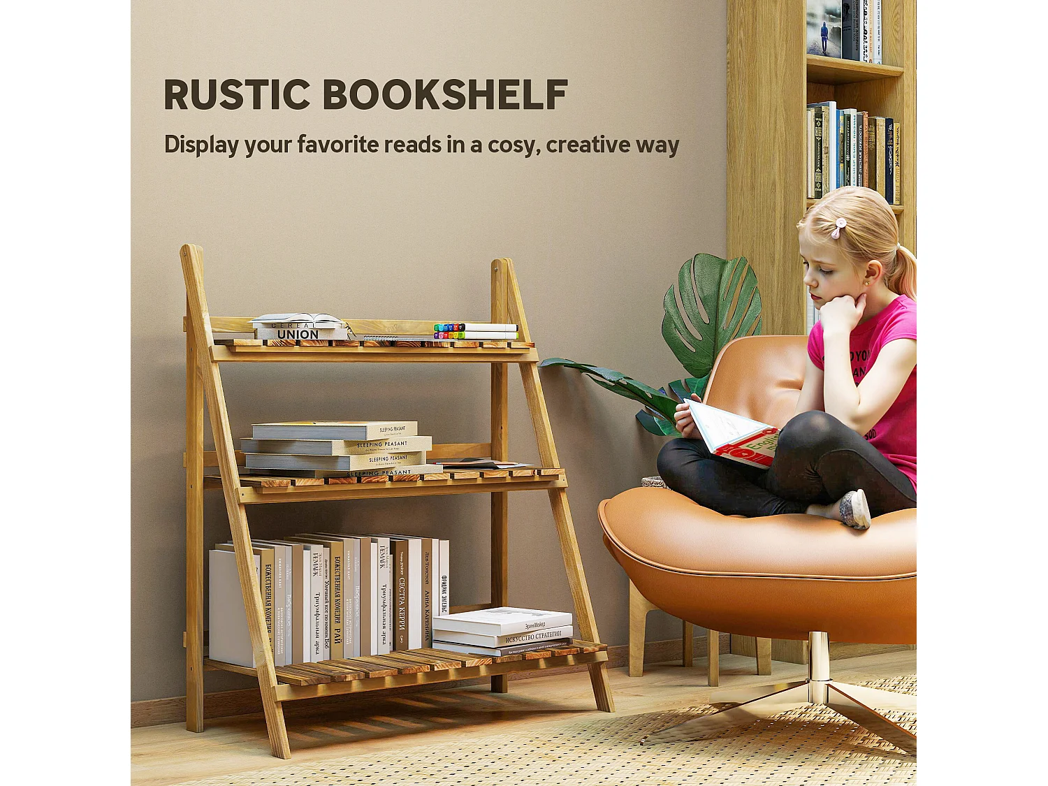 Portapiante pieghevole portavasi in legno di abete 3 livelli