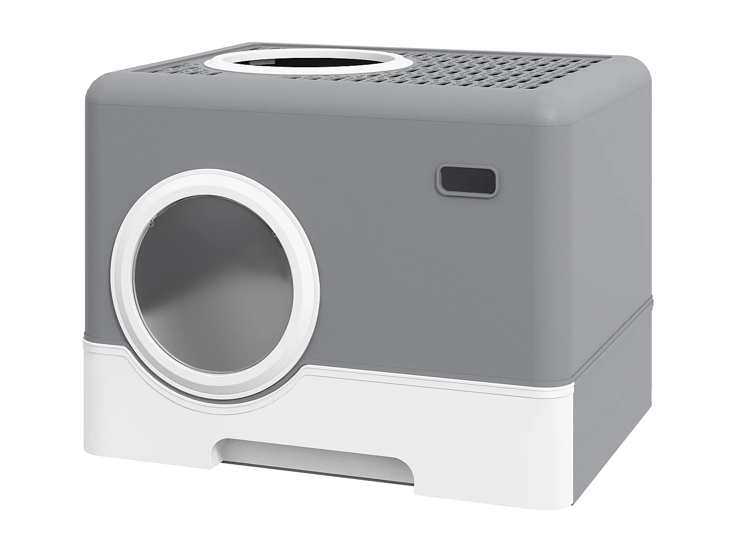 Lettiera per gatti chiusa con paletta e vassoio estraibile grigio