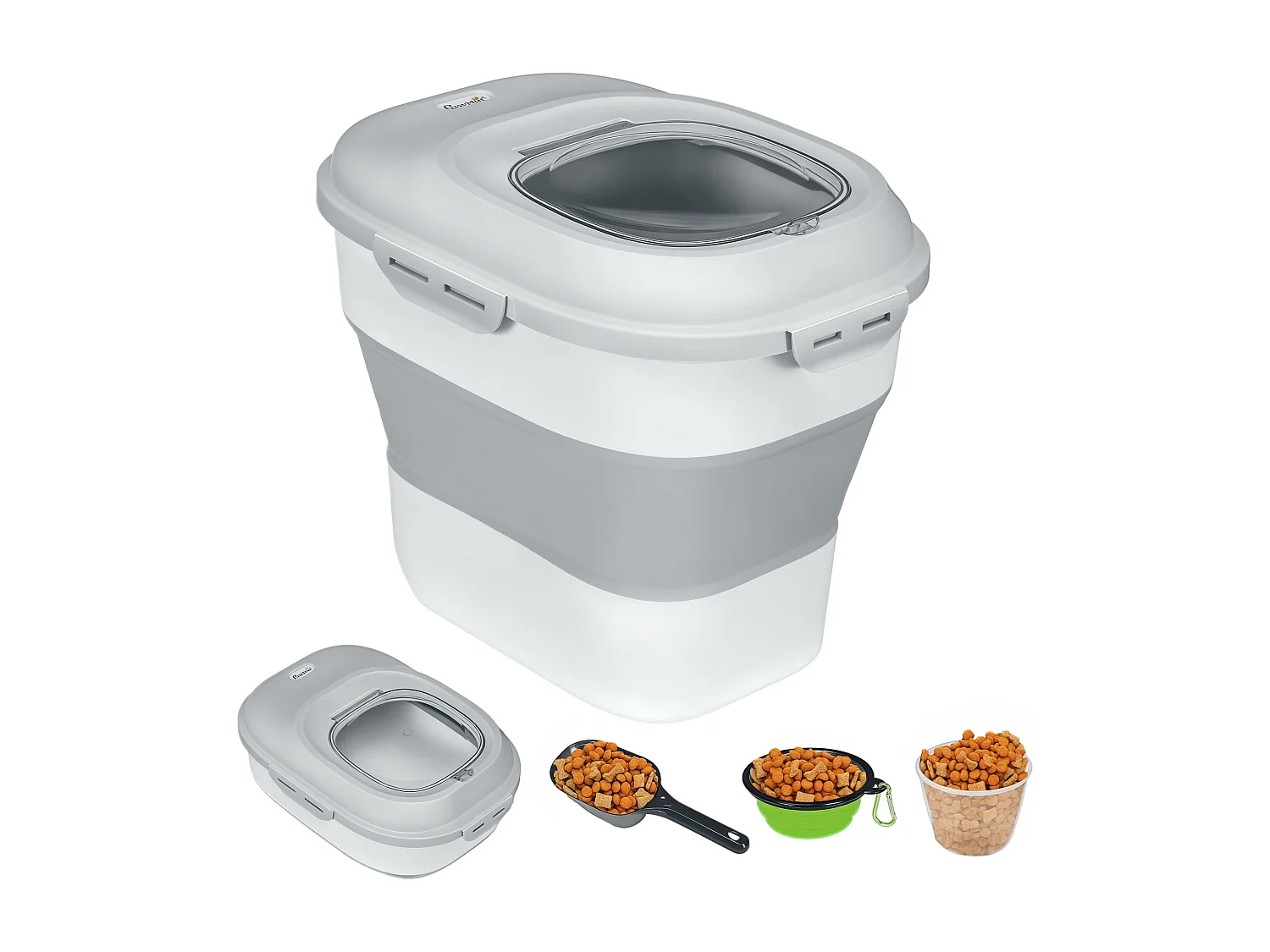 Porta crocchette cani capacità 5-25l con chiusura ermetica grigio