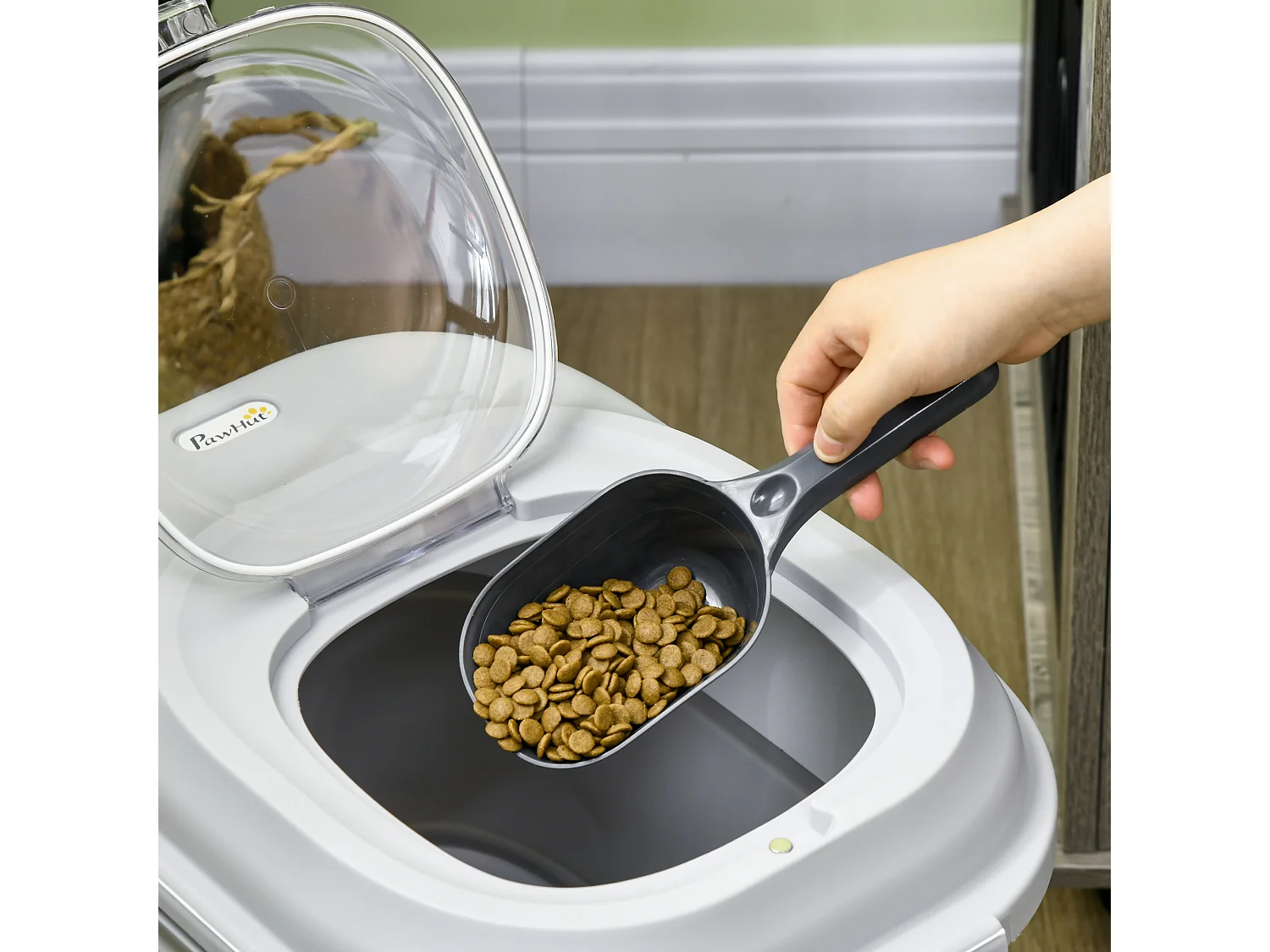 Porta crocchette cani capacità 5-25l con chiusura ermetica grigio