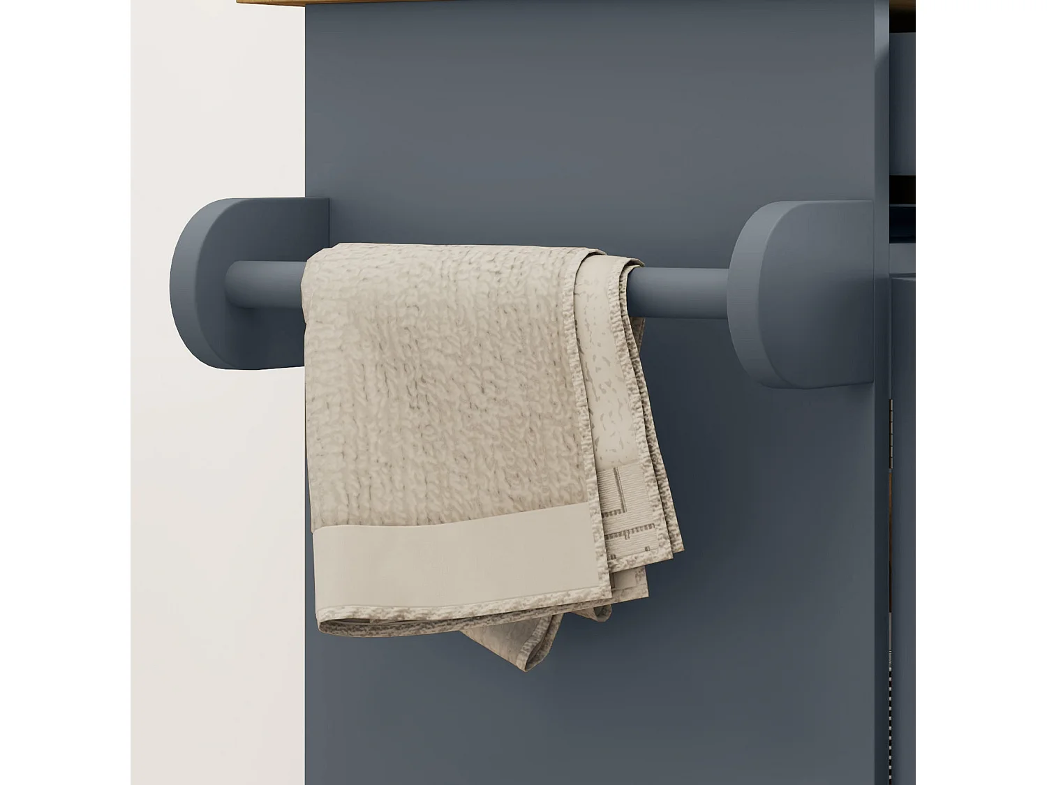 Carrello da cucina con cassetto e armadietto color legno e grigio