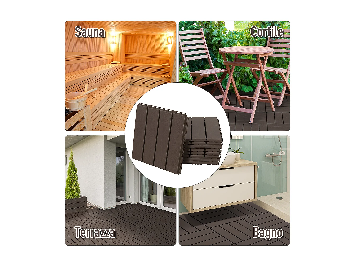 Set da 9 piastrelle a incastro per terrazzo e pavimenti