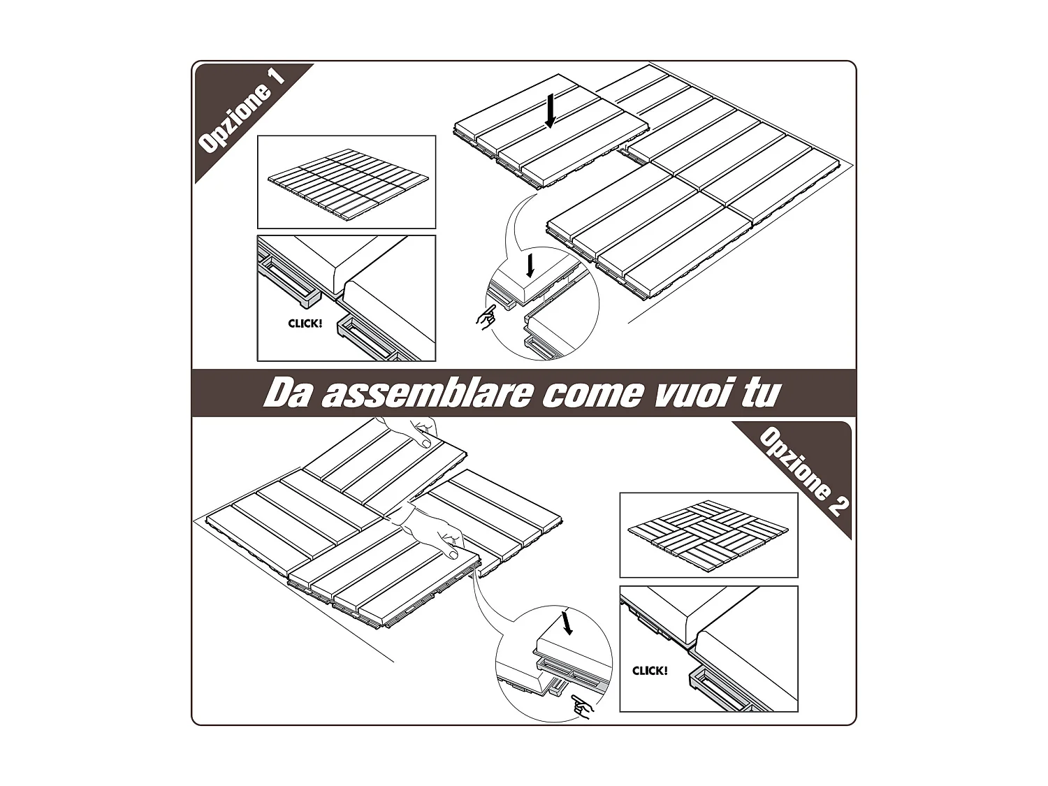 Set da 9 piastrelle a incastro per terrazzo e pavimenti