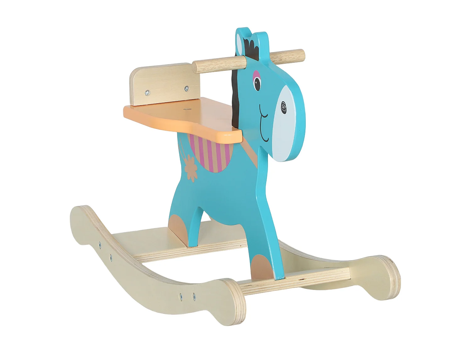 Cavallo a dondolo a forma di asino per bambini 2-5 anni 59x27x43 cm