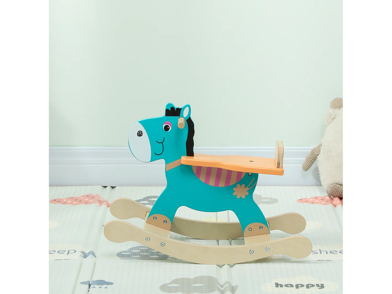 Cavallo a dondolo a forma di asino per bambini 2-5 anni 59x27x43 cm