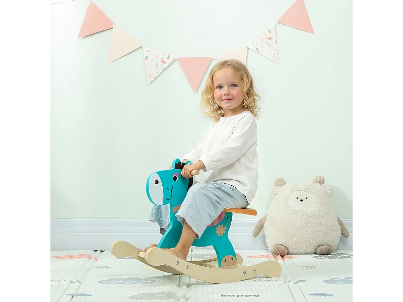 Cavallo a dondolo a forma di asino per bambini 2-5 anni 59x27x43 cm