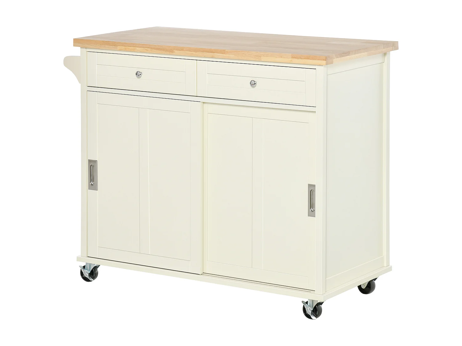 Isola per cucina con cassetti armadio e portasciugamani bianco