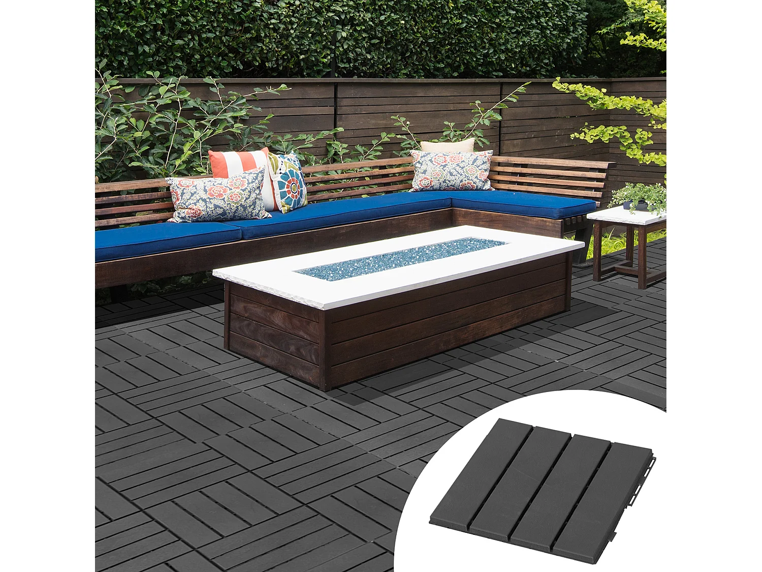 Set 9 mattonelle a incastro per esterni e interni nero