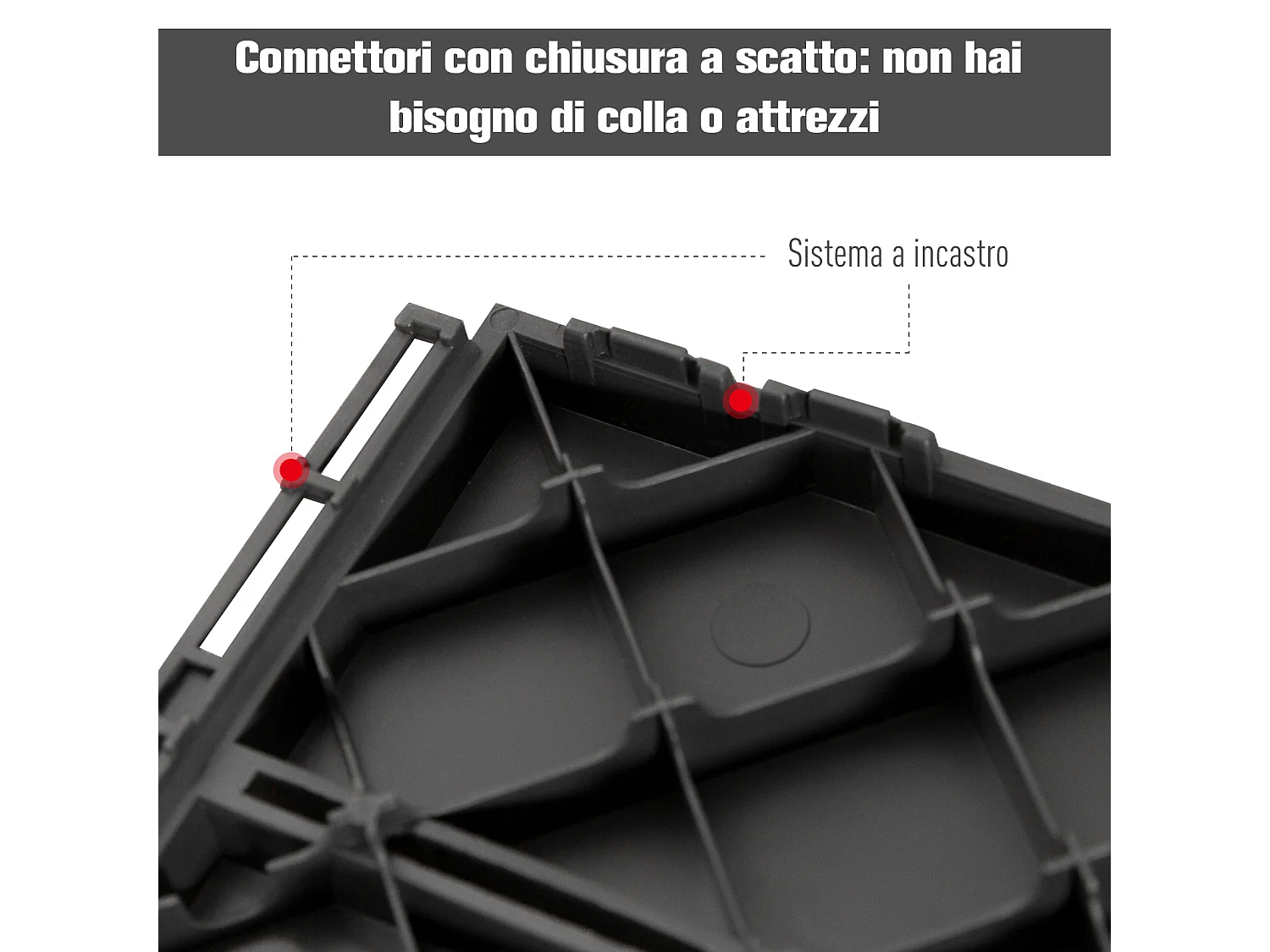 Set 9 mattonelle a incastro per esterni e interni nero