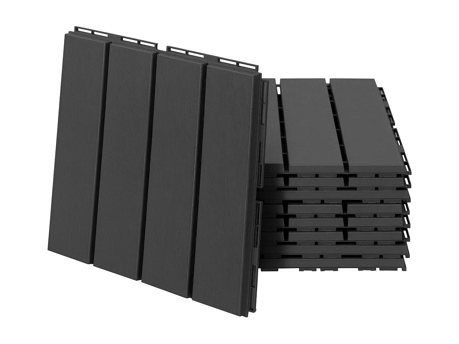 Set 9 mattonelle a incastro per esterni e interni nero