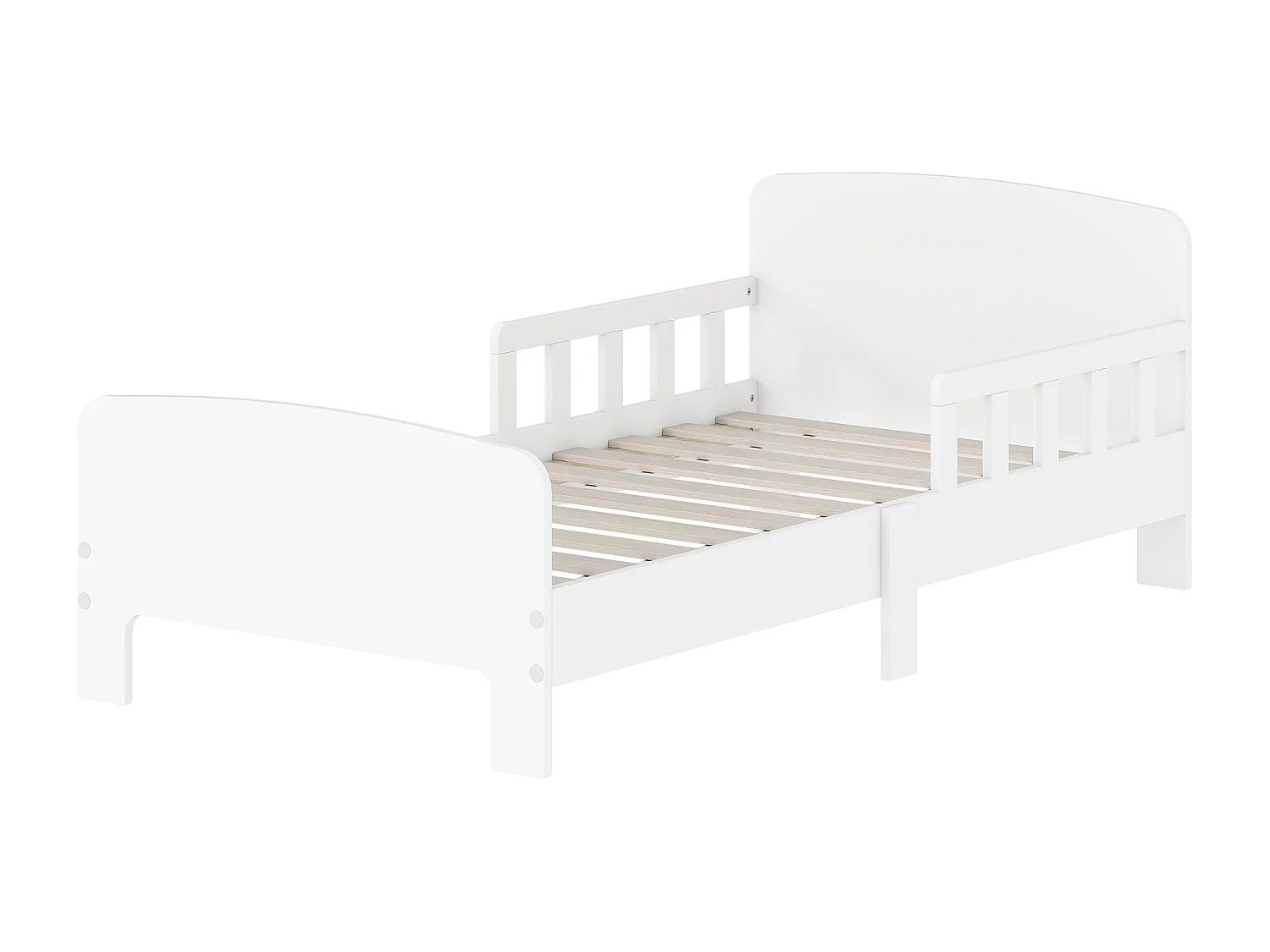 Letto per bambini 3-8 anni basso con sponde laterali in legno bianco