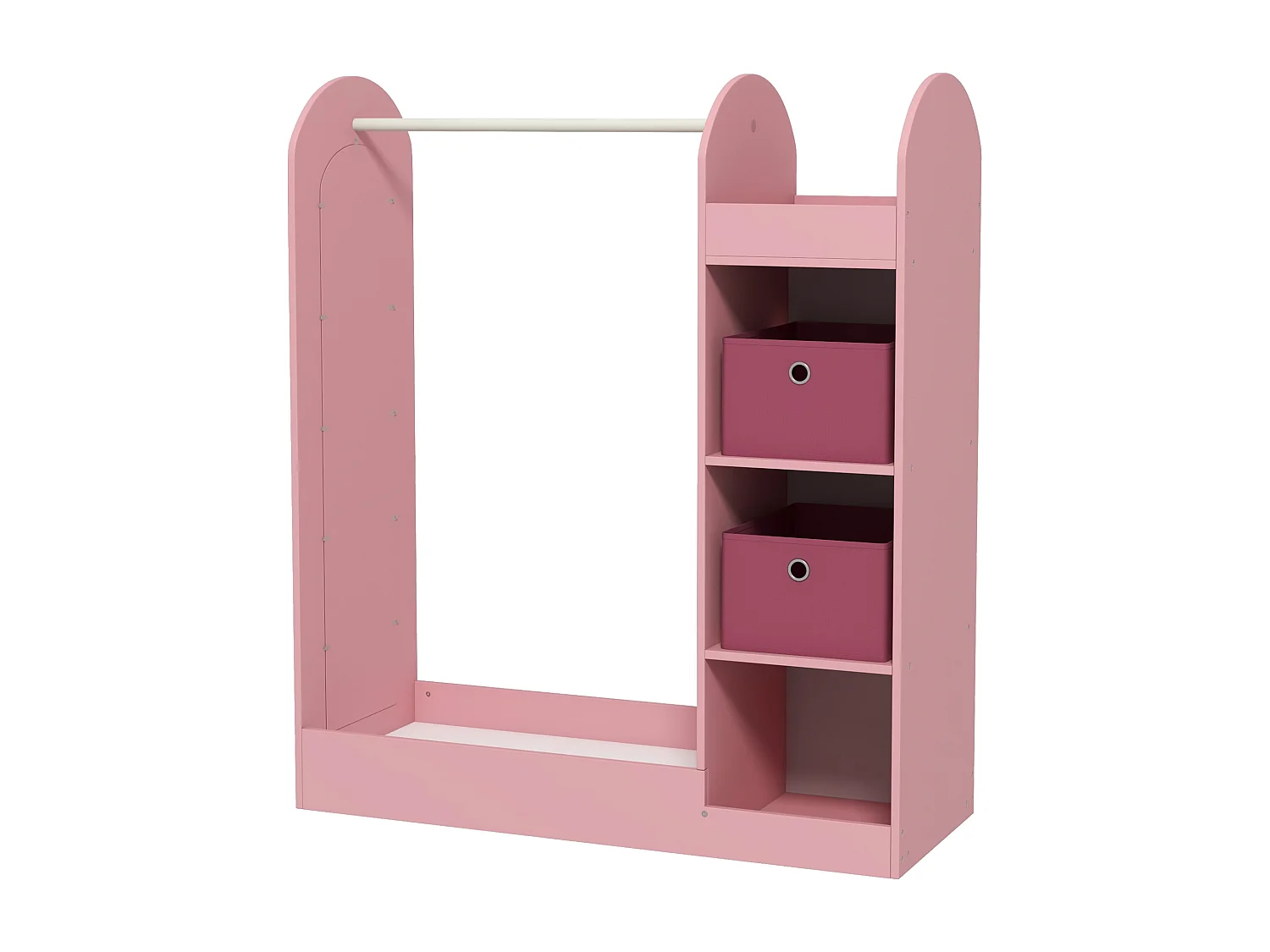 Appendiabiti per bambini con ripiani scatole e specchio rosa