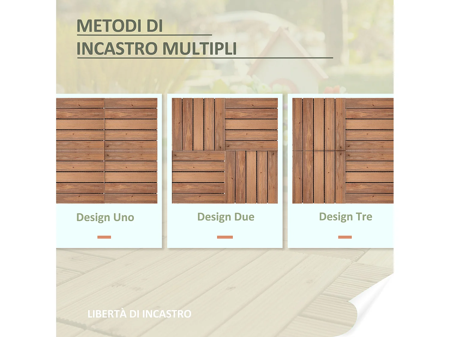 Piastrelle per esterni montaggio a incastro in legno 27 pezzi