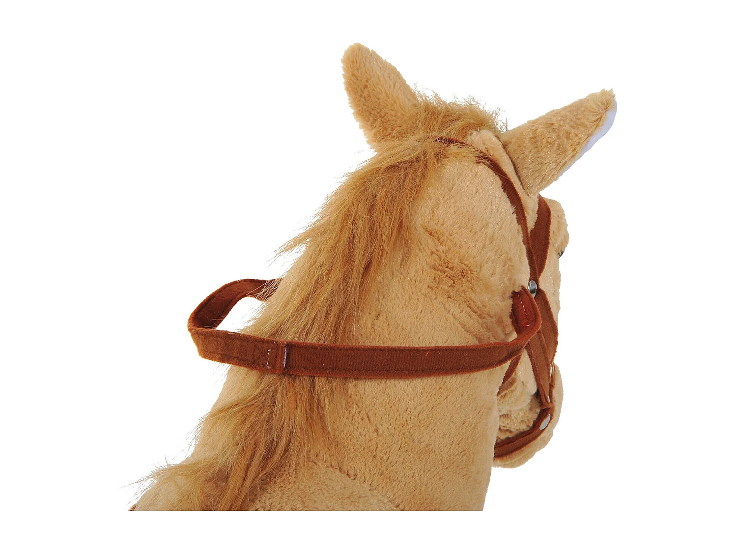 Cavallo giocattolo con sella, briglie e poggiapiedi 85x28x60 cm beige