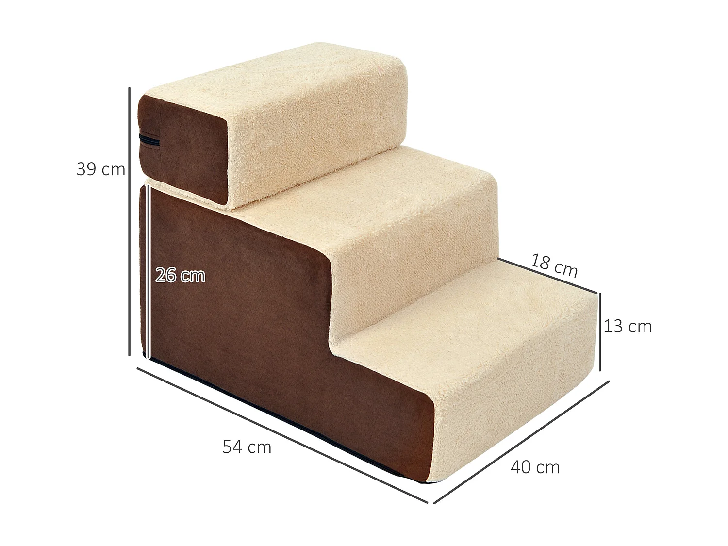 PawHut Scala per Cani e Cuccioli 3 Gradini Rimovibili e Antiscivolo