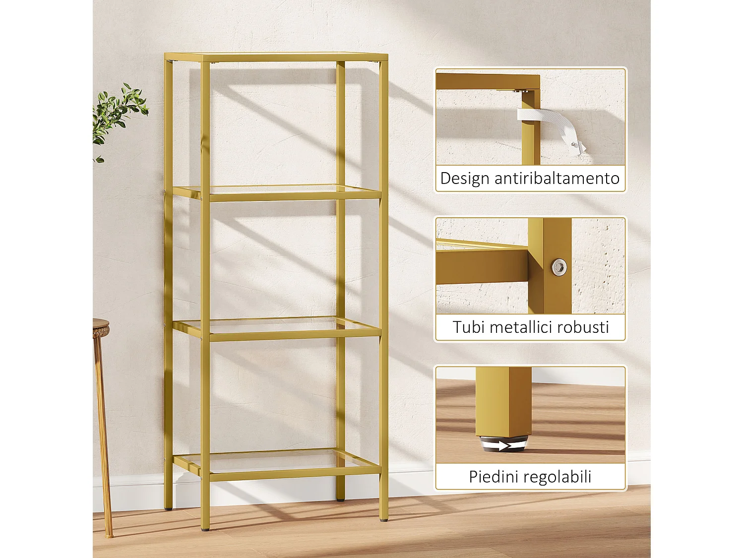 Mobiletto scaffale ad arco a 4 ripiani