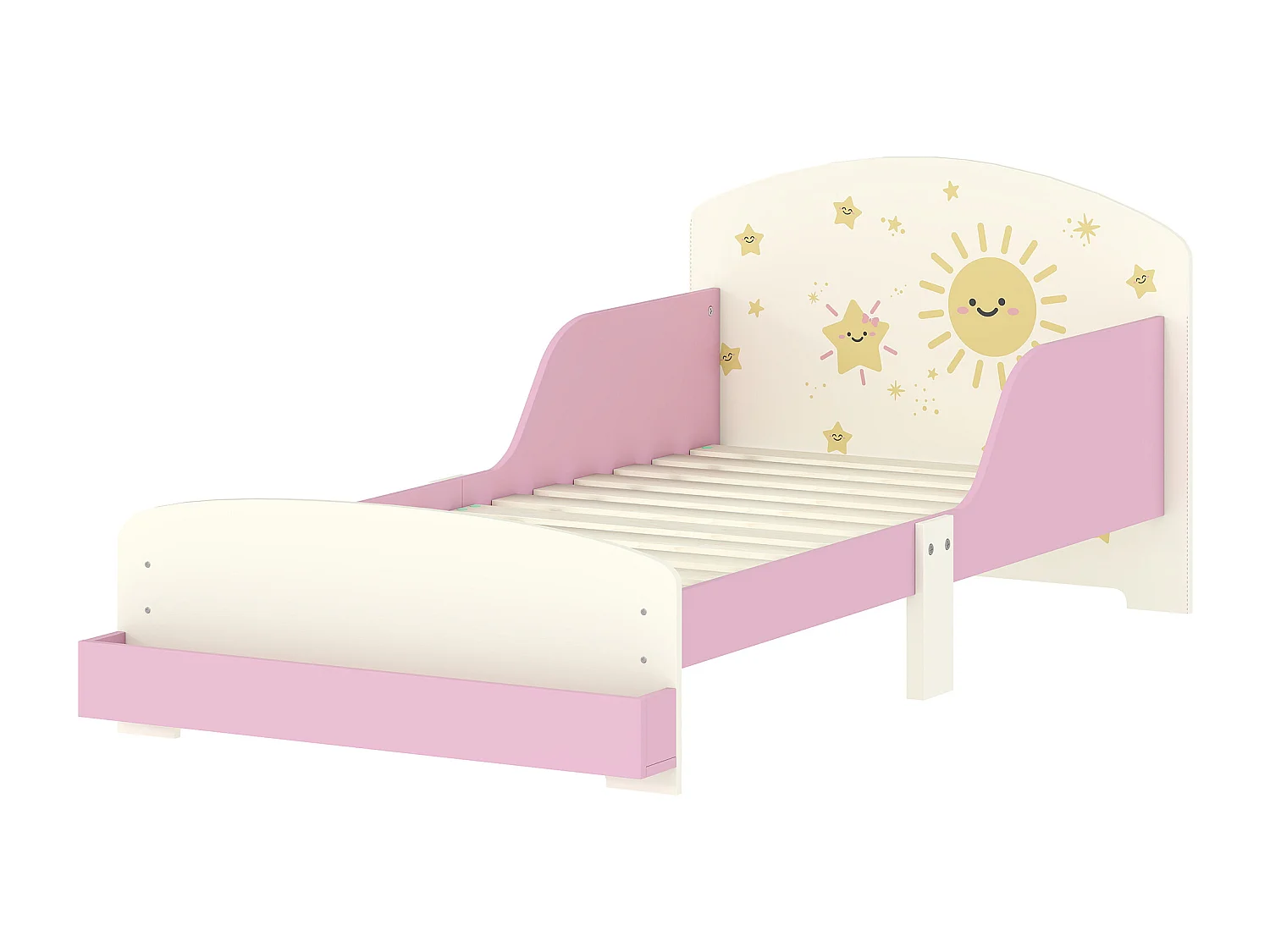 Letto per bambini con spazio contenitore e sponde laterali rosa