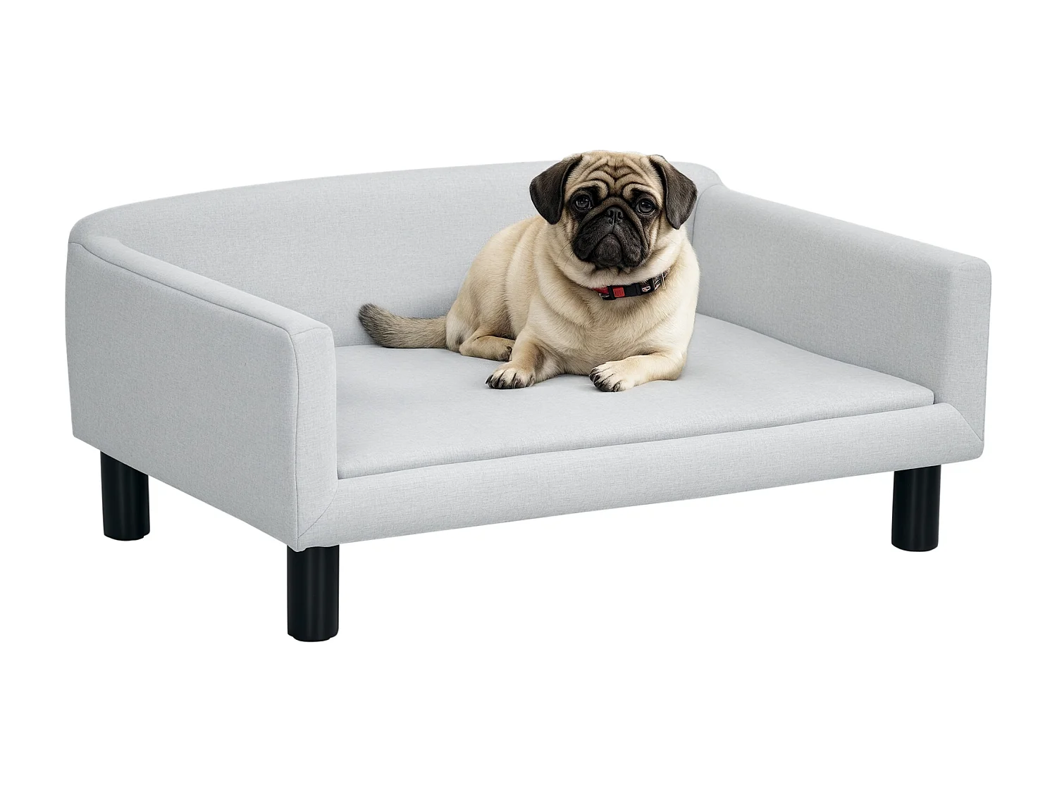 Divano per cani con Cuscino, braccioli e schienale grigio chiaro