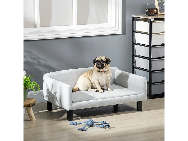 Divano per cani con Cuscino, braccioli e schienale grigio chiaro