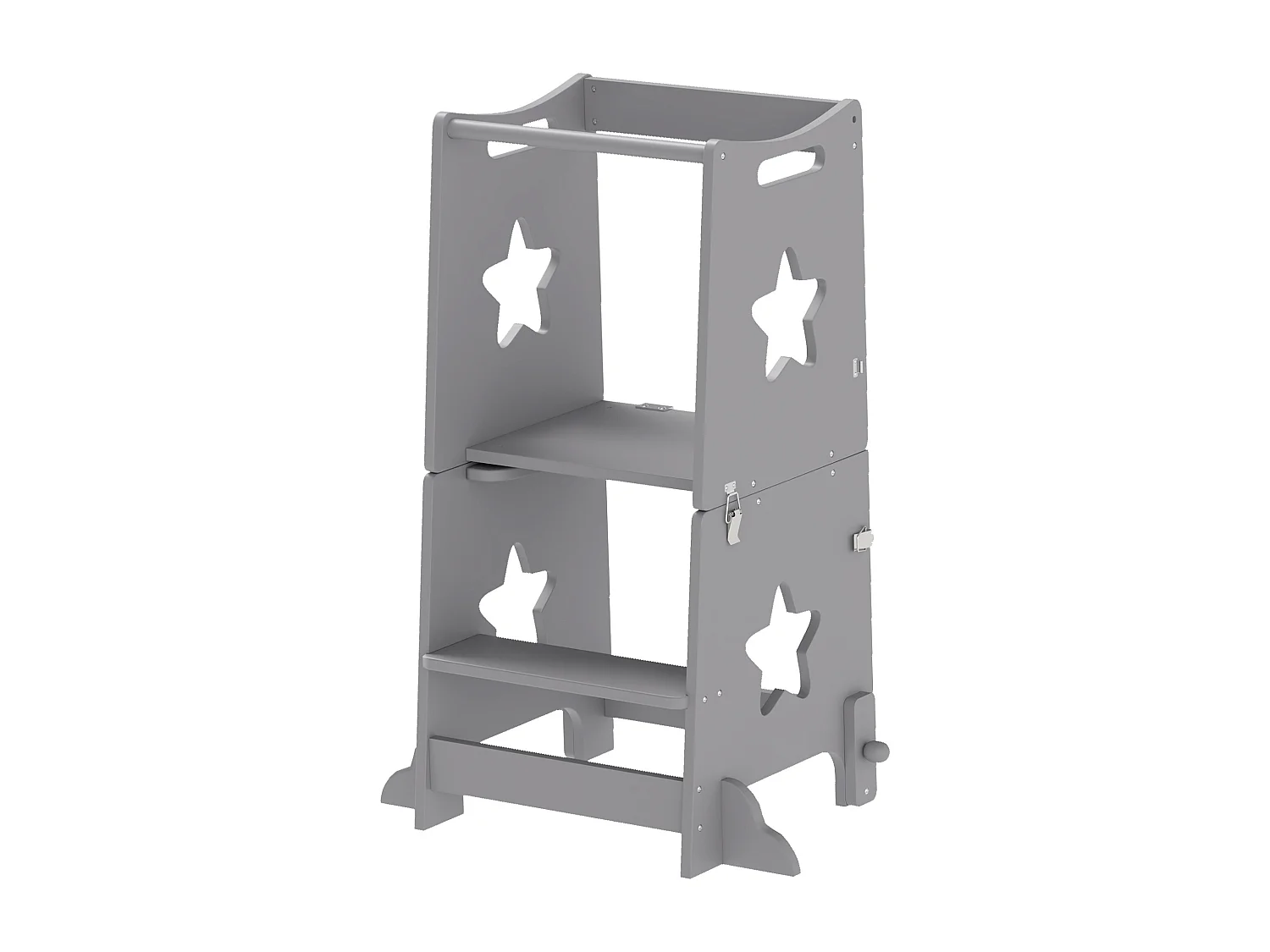 Scala montessori per bambini convertibile con barra in legno grigio