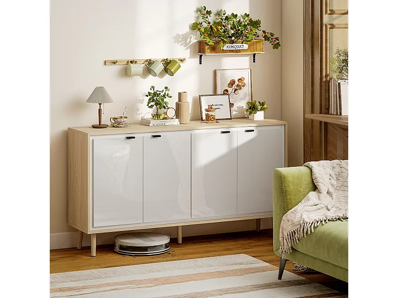 Credenza cucina con 4 ante mobile cucina moderno con ripiano regolabile e piedi in legno