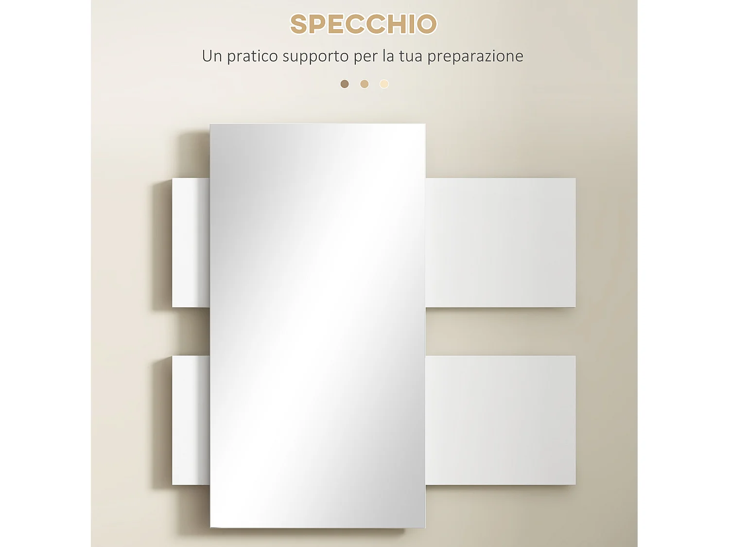 Mobile da ingresso 2 in 1 con specchio da parete 75x3.5x75 cm