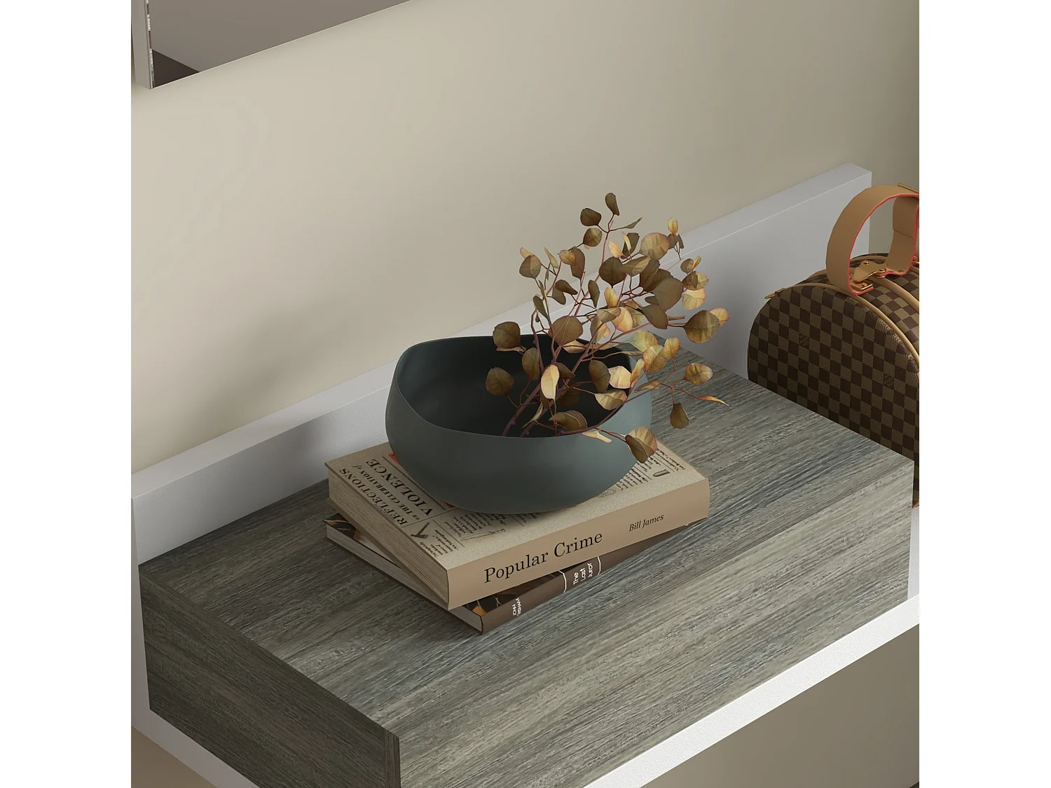 Mobile da ingresso 2 in 1 con specchio da parete 75x3.5x75 cm