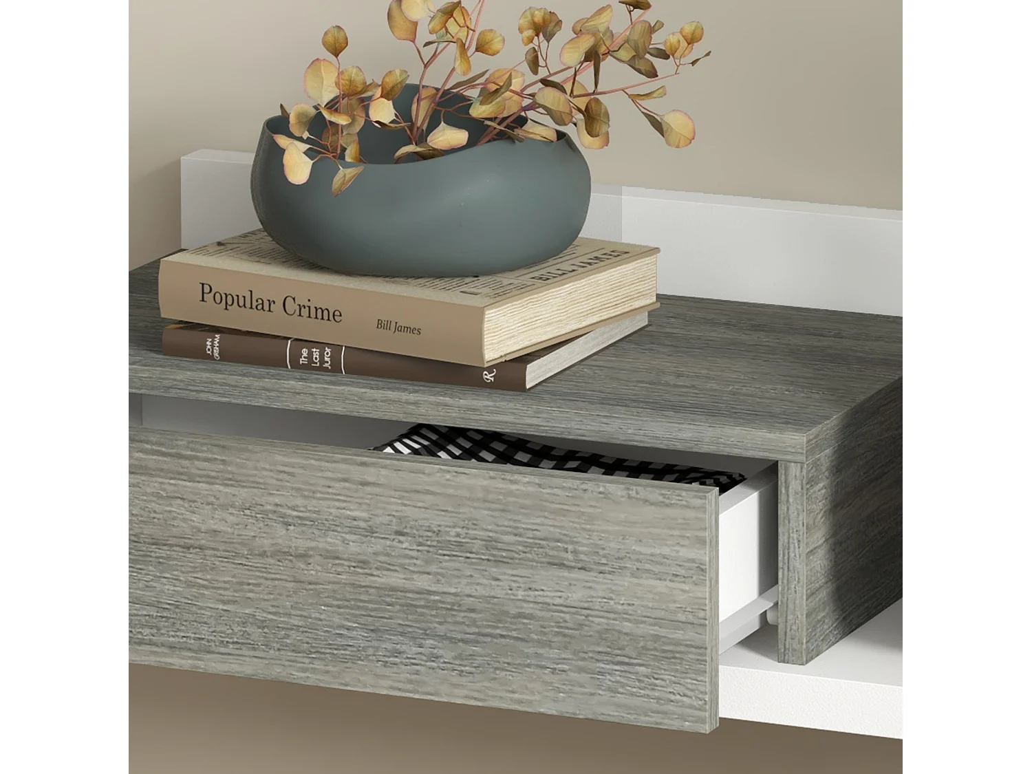 Mobile da ingresso 2 in 1 con specchio da parete 75x3.5x75 cm