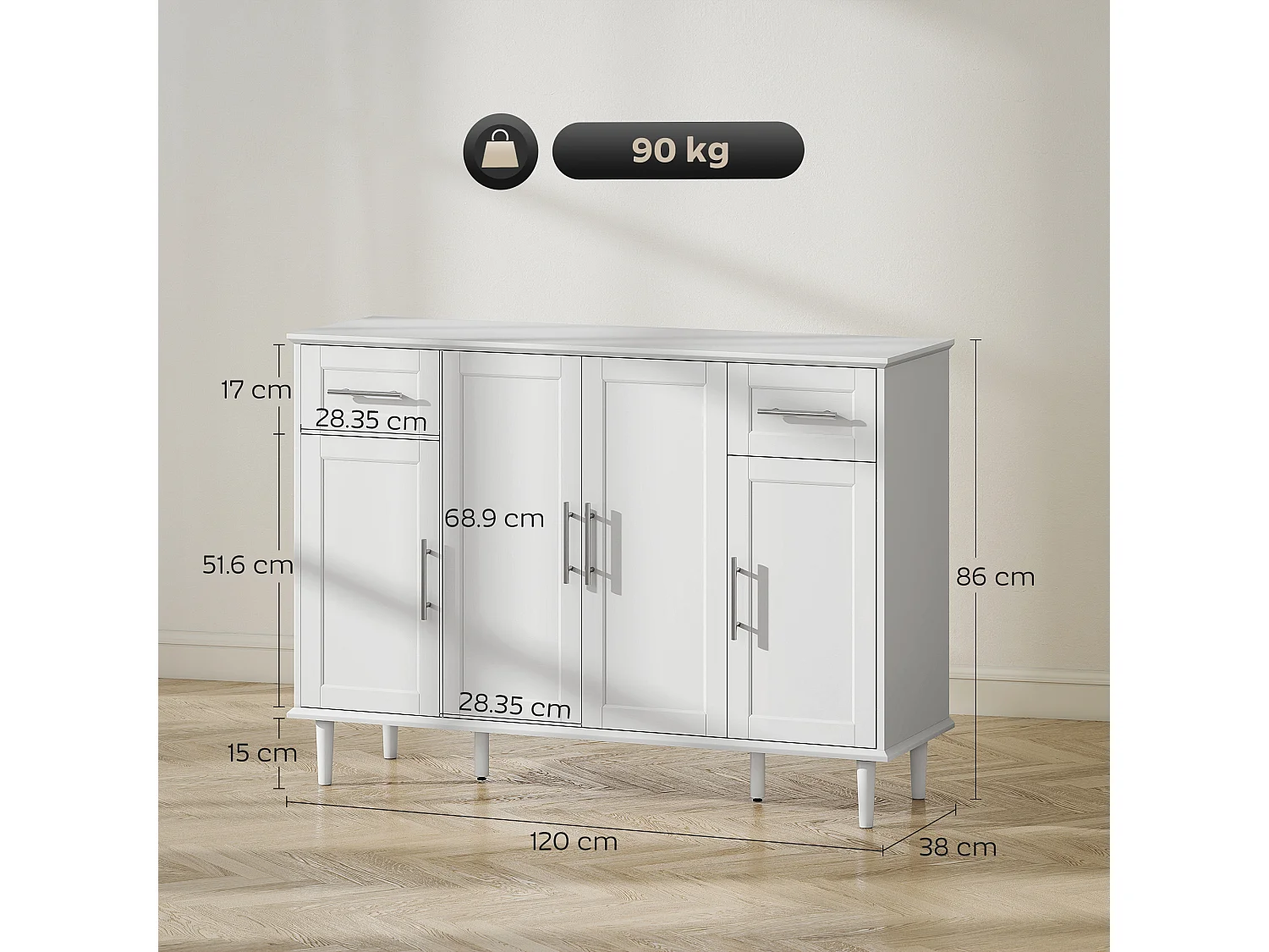 Mobile soggiorno credenza soggiorno con 2 cassetti e 3 armadietti