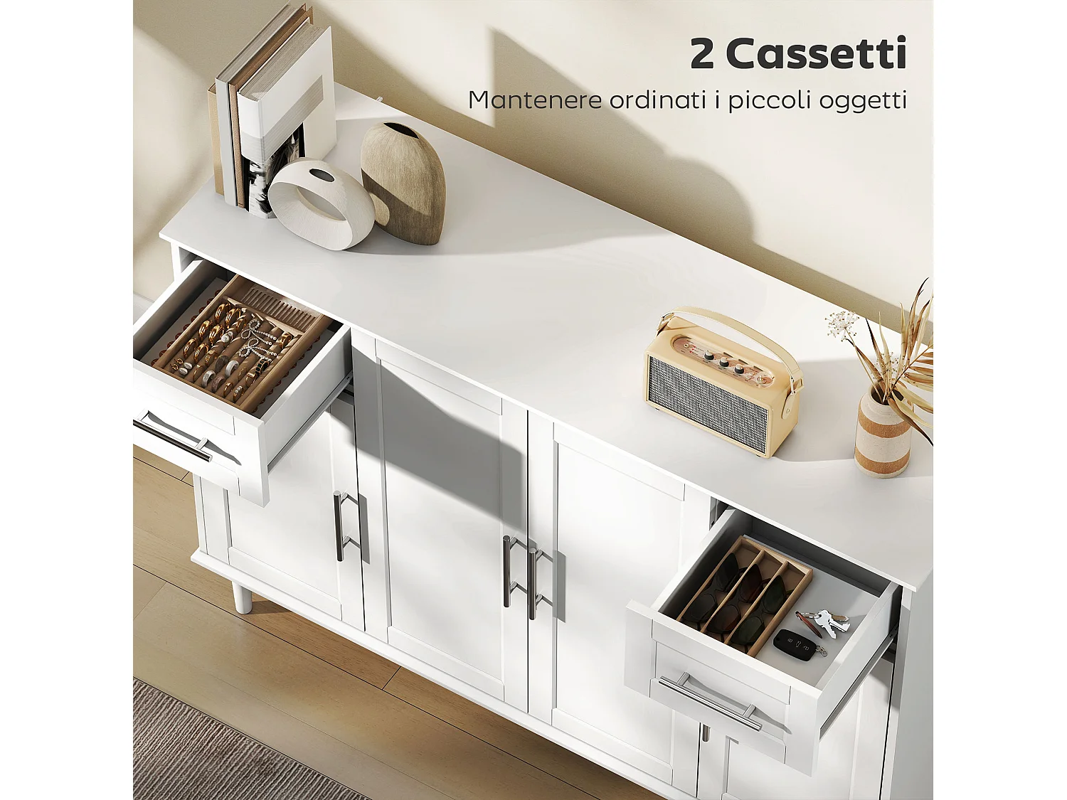Mobile soggiorno credenza soggiorno con 2 cassetti e 3 armadietti