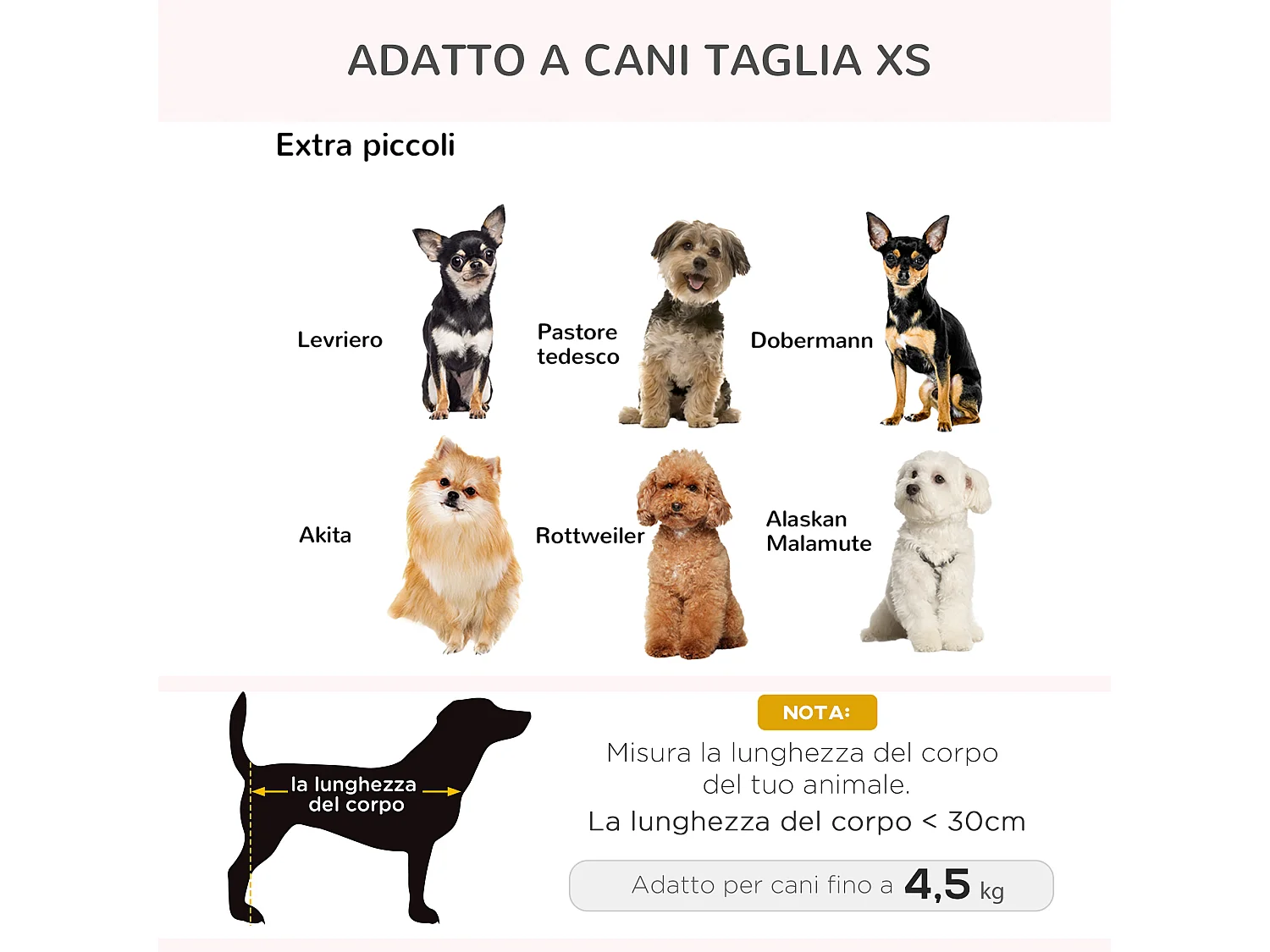 Cuccia per cani di taglia piccola (max 10kg) 70x47x30cm grigio